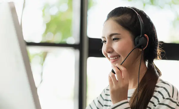 Woman offering customer support